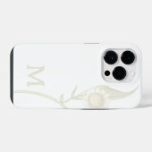 Minimalistisches Blumenmonogramm Weiß iPhone Hülle (Rückseite (Horizontal))