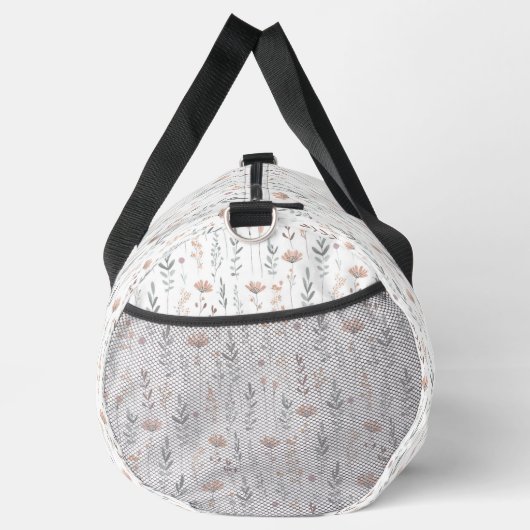 Minimalistisches Blumenmuster Boho Wildblume Duffle Bag (Rechts)