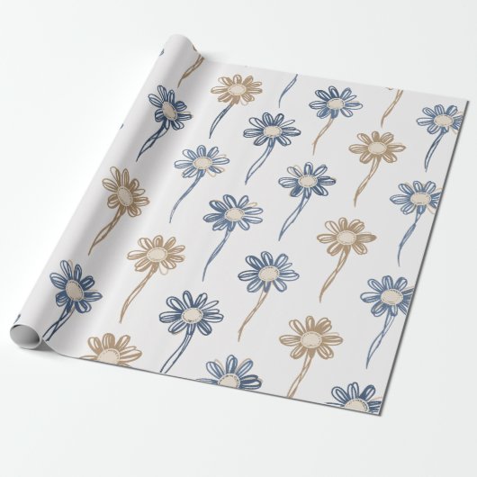 Minimalistisches Blumenmuster Daisy (5) Geschenkpapier (Ungerollt)