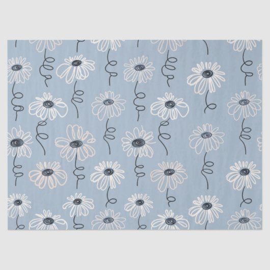 Minimalistisches Blumenmuster Daisy (7) Seidenpapier (Vorderseite)