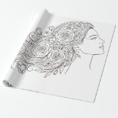 Minimalistisches Blumenmuster Frau Geschenkpapier (Ungerollt)