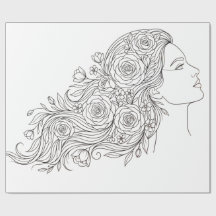Minimalistisches Blumenmuster Frau Geschenkpapier