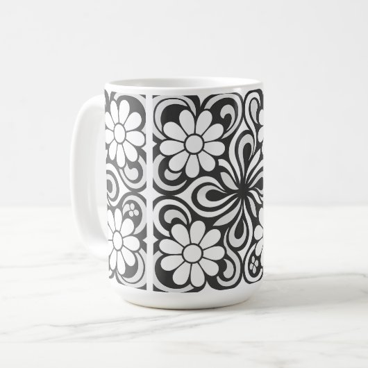 Minimalistisches Blumenmuster Kaffeetasse (Vorderseite Links)