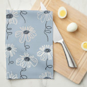 Minimalistisches Blumenmuster mit Gänseblümchen (7 Geschirrtuch (Viertel Falte)