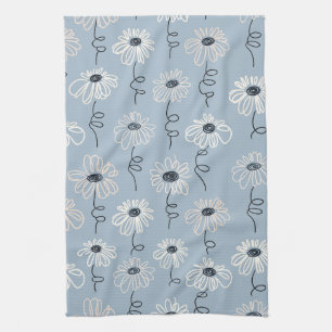 Minimalistisches Blumenmuster mit Gänseblümchen (7 Geschirrtuch