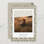 Minimalistisches Blumenmuster Weihnachtskarte Feiertagskarte (Vorne/Hinten)