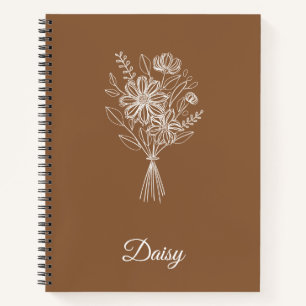 Minimalistisches Blumennotizbuch – Personalisierte Notizblock
