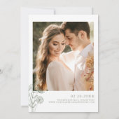 Minimalistisches Blumenstuhl Grün Modernes Hochzei Einladung (Rückseite)