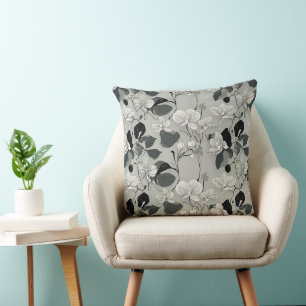 Minimalistisches Blumenwirbel Botanisches Dekor Kissen