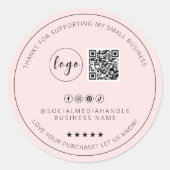 Minimalistisches Blush Pink Danke Aufkleber (Vorderseite)