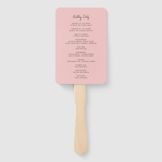Minimalistisches Blush-Rose-Programm Fächer (Rückseite)