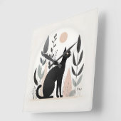 Minimalistisches Boho Black Cat Forest Kinderzimme Quadratische Wanduhr (Winkel)