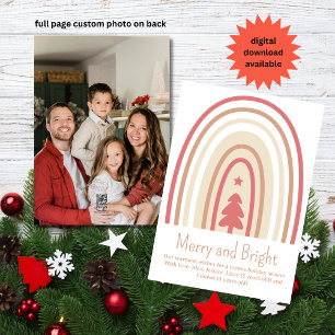 Minimalistisches Boho Blush Pink Tan Rainbow Foto Feiertagskarte