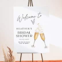 Minimalistisches Boho Champagne Brautparty Willkom
