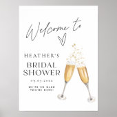 Minimalistisches Boho Champagne Brautparty Willkom Poster (Vorne)