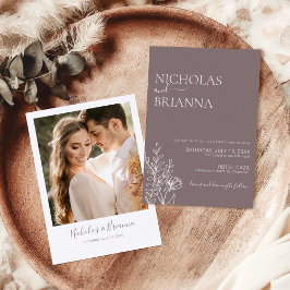 Minimalistisches Boho Cinnamon Slate Wedding Foto Einladung