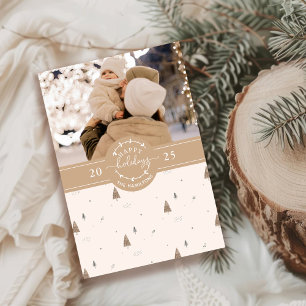Minimalistisches Boho Family Foto Modernes Glück Feiertagskarte