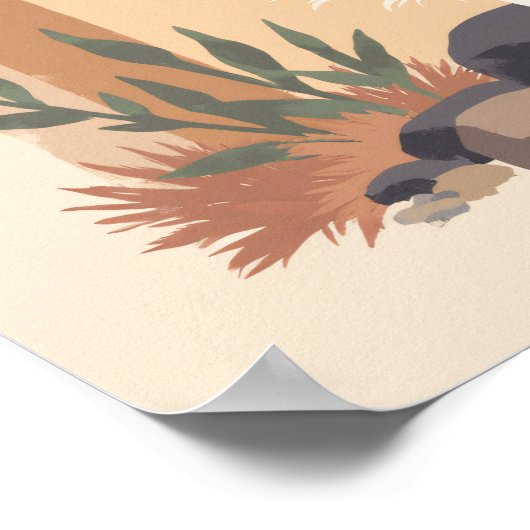 Minimalistisches Boho Feather Abstrakt Modernes Mu Poster (Ecke)