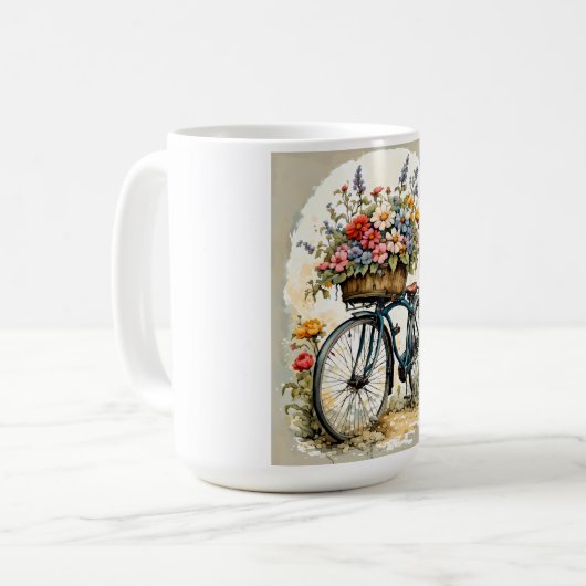 Minimalistisches Boho Floral Bicycle Kaffeetasse (Vorderseite Links)
