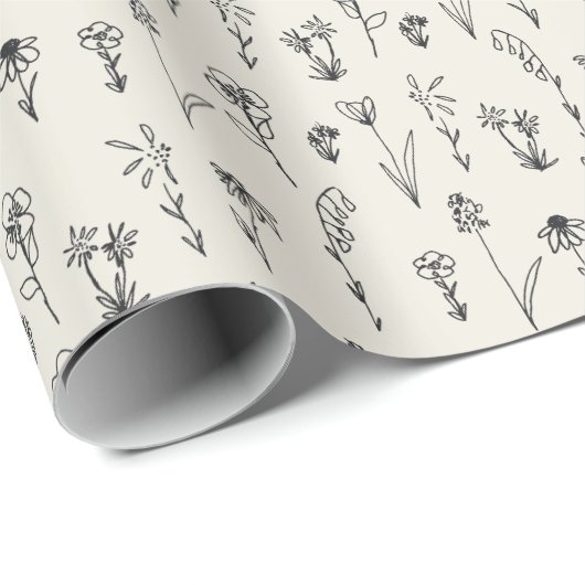 Minimalistisches Boho Floral Wrapping Paper Geschenkpapier (Rolleneckpunkt)
