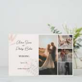 Minimalistisches Boho Foto Collage Wedding Menü (Stehend Vorderseite)