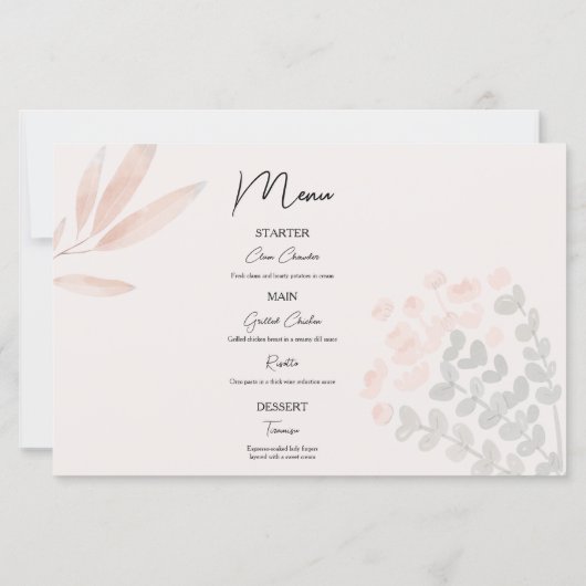 Minimalistisches Boho Foto Collage Wedding Menü (Rückseite)