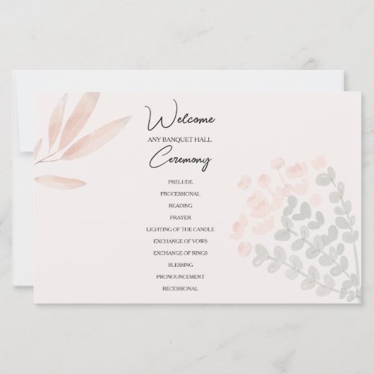 Minimalistisches Boho Foto Collage Wedding Program (Rückseite)