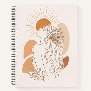 Minimalistisches Boho-Frauen-Kunstnotizbuch Notizblock