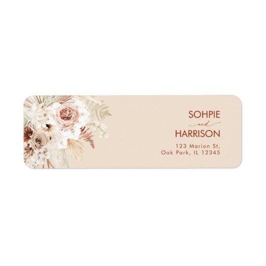 Minimalistisches Boho Pampas Grass Rücksendeadress (Vorne)