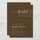 Minimalistisches Boho Rose Gold Coffee Brautparty Einladung (Vorne/Hinten)