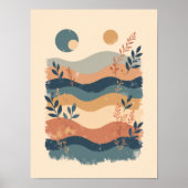Minimalistisches Boho Wave Muster Abstrakte Wand K Poster (Vorne)