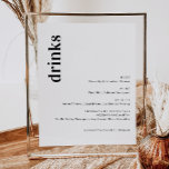 Minimalistisches Bold Wedding Bar Menu | Drink Men Poster<br><div class="desc">Minimalistisches modernes Bar-Schild,  Betrunken in Liebe,  alkoholische Hochzeitsgetränke</div>