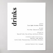 Minimalistisches Bold Wedding Bar Menu | Drink Men Poster (Vorne)