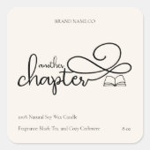 Minimalistisches Book Lover Candle Label Quadratischer Aufkleber (Vorderseite)