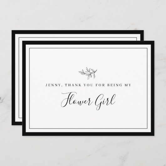 Minimalistisches Border Leaf Flower Girl Danke Kar (Vorne/Hinten)