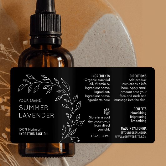 Minimalistisches botanisches 1 OZ Tropferflasche Adressaufkleber