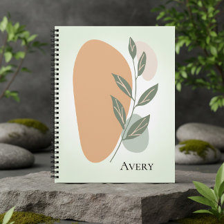 Minimalistisches Botanisches Abstrakt Spiral Notiz Notizblock