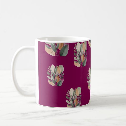 Minimalistisches botanisches Blattmuster Kaffeetasse (Links)