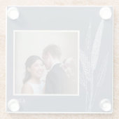 Minimalistisches botanisches blaues Personalisiert Glasuntersetzer (Rückseite)