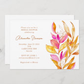 Minimalistisches botanisches Brautparty in Rosa un Einladung (Vorne/Hinten)