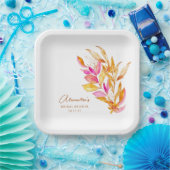 Minimalistisches botanisches Brautparty in Rosa un Pappteller (Party)