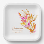 Minimalistisches botanisches Brautparty in Rosa un Pappteller (Vorderseite)