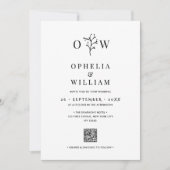 Minimalistisches botanisches Foto QR-Hochzeit Einladung (Vorderseite)