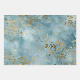 Minimalistisches botanisches Goldblätter-Muster Te Geschenkpapier Set