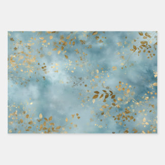 Minimalistisches botanisches Goldblätter-Muster Te Geschenkpapier Set