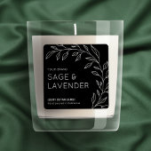 Minimalistisches Botanisches Grüne Schwarze Kerze- Quadratischer Aufkleber