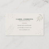 Minimalistisches botanisches Hochzeitfotograf-Foto Visitenkarte (Rückseite)
