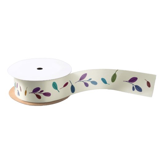 Minimalistisches Botanisches Leaf-Muster Beige Satinband (Spule)