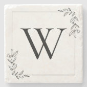 Minimalistisches Botanisches Monogramm Steinuntersetzer (Vorderseite)