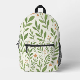 Minimalistisches botanisches Muster mit grünen Blä Bedruckter Rucksack